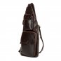 Leonard Distressed Cow Leather Dark Brown Chest Bag LH1093