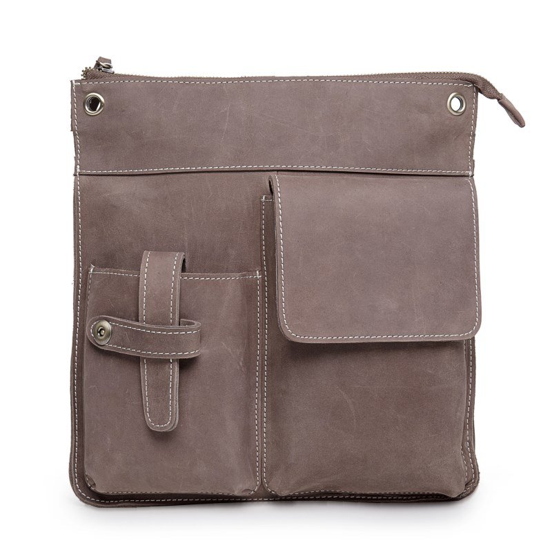 Meg Distressed Cow Leather Dark Brown Mens Leather Messenger Bag LH690