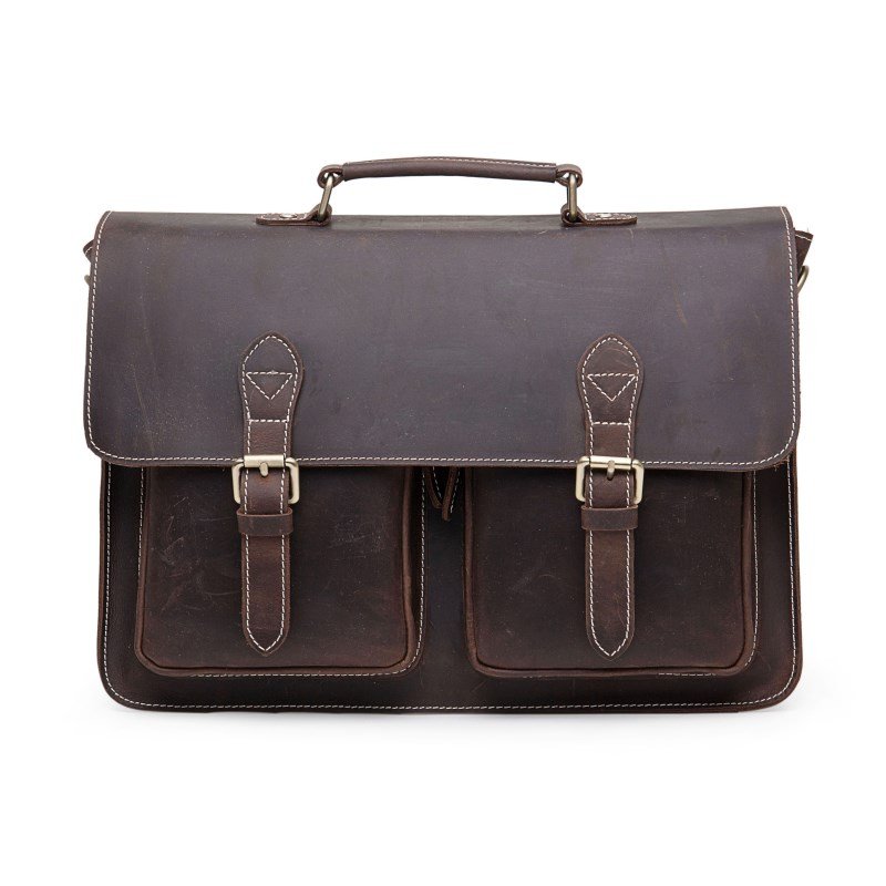 Erin Distressed Cow Leather Dark Brown Mens Leather Messenger Bag LH688