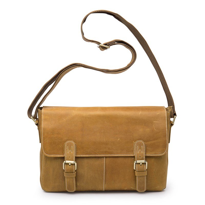 Lamar Distressed Cow Leather Tan Mens Leather Messenger Bag LH687