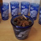 Hazel-Atlas Glass Ritz cobalt blue Windmill Ice Pail ca 1930 ice bucket and 6 glasses