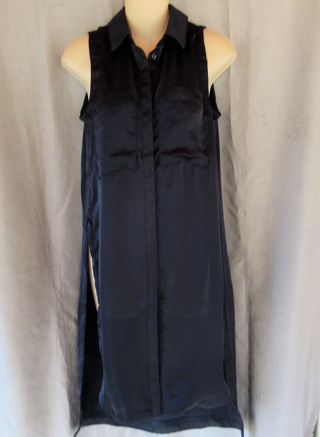NEW Catherine Malandrino dress tunic XS High Life navy blue side slits ...