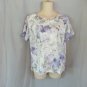 Alfred Dunner Studio  top PM white purple embellished neckline cap sleeves lined