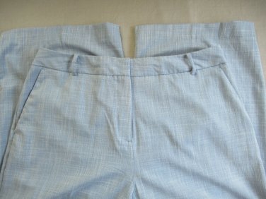 New Worthington Woman pants wide-leg crop 14W faux linen blue