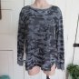NEW Jane and Delancey top tee long sleeves Size Medium gray black camo
