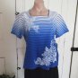 Alfred Dunner top Happy Hour PM blue embellished square neck short sleeves