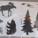 Stampin Up! 1998 wood block set 6 pieces pine trees moose bear geese pine cone
