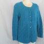 L.L.Bean sweater cardigan M/S teal blue long sleeves cotton wool cashmere blend
