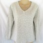 Jane & Delancey sweater top Medium white  blue lace overlay long sl V neck