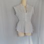 Monteau top blouse peplum Jr Small gray white stripe cap sleeve New