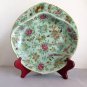 Chinese export celadon shrimp dish plate enameled birds flowers 19th century