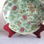 Chinese export celadon shrimp dish plate enameled birds flowers 19th century