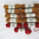 Vtg Elsa Williams lot of 11 skeins needlepoint yarn 100% wool gold red