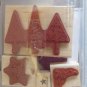 Stampin Up! Hostess Patterned Pines 4 piece wood block set