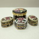 Old 3 Chinese Trinket Boxes & Falcon China Made In England