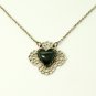 Vintage Black Pearl Heart-Shaped Acrylic Stone Necklace