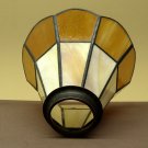 Vintage Leaded Glass Lamp Shade, Brownish Yellow, White and Amber
