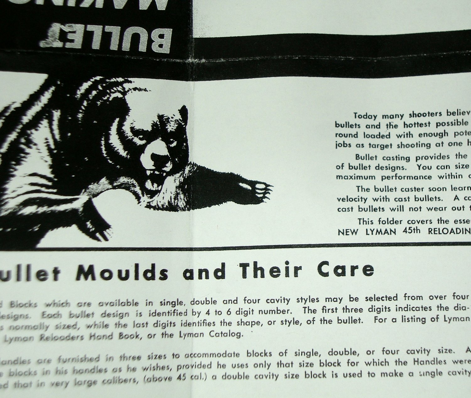 LYMAN BULLET MAKING GUIDE, INSTRUCTION SHEET