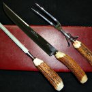 Case XX Knife Noble Trio Stag Handles Carving Set 3 Piece !