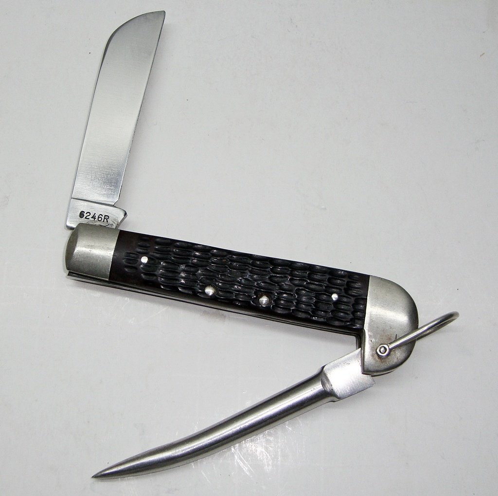 Case XX 6246R Marlin Spike,Black Jigged Bone,Vintage 1977, Very Clean