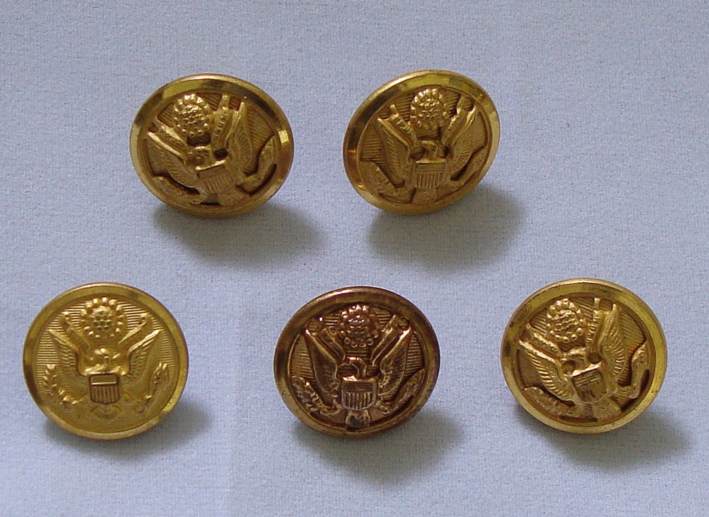 Military Buttons Waterbury, Fine Quality, Buttonworks Lot of 5