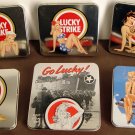 Lucky Strike Lady Tins a Lot of 6 Tins, 50's Retro Tobacco Tins