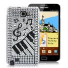 Musical Note Rhinestone Diamond Case For Samsung Galaxy Note i9220 - Transparent White