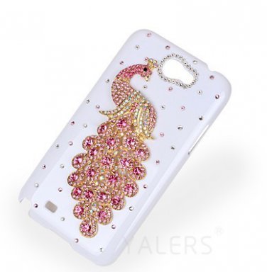 Peacock Rhinestone Diamond Case Cover For Samsung Galaxy Note i9220 - Rose pinkpeacock