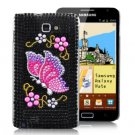 Butterfly Rhinestone Diamond Case Cover For Samsung Galaxy Note i9220 - Black / Colorful