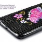 Butterfly Rhinestone Diamond Case Cover For Samsung Galaxy Note i9220 - Black / Colorful