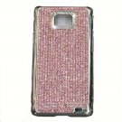 luxury Stainless steel Rhinestone Diamond Case Cover For Samsung Galaxy Note i9100 i9108 - Pink