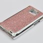 luxury Stainless steel Rhinestone Diamond Case Cover For Samsung Galaxy Note i9100 i9108 - Pink