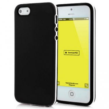 Smooth TPU Case With bumper Affect For iPhone 5 - Black/White