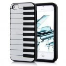 Piano Pattern Soft Silicone Case For iPhone 5 - White/Black