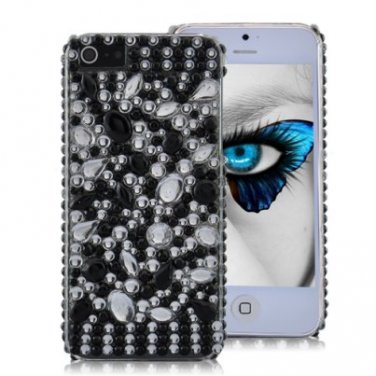 Black and White Dots Rhinestone Hard Case for iPhone 5