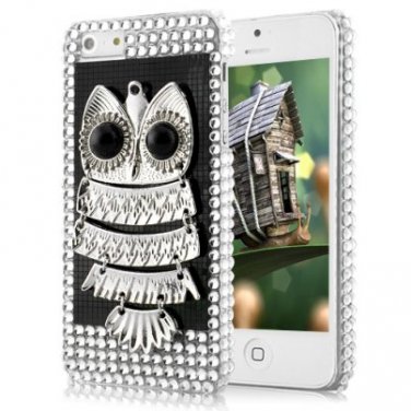 Owl Scout Diamond Rhinestone Hard Case Cover For iPhone 5 - Black