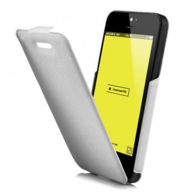 Slim Skin Vertical Magnetic Leather Flip Case For iPhone 5 - White