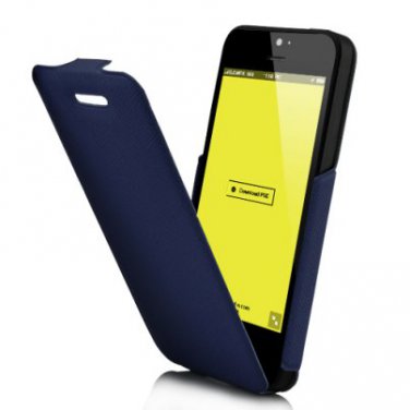 Slim Skin Vertical Magnetic Leather Flip Case For iPhone 5 - Dark Blue