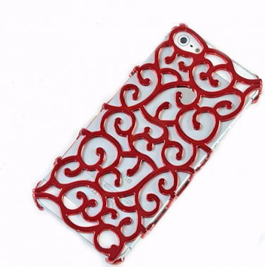 Hollowed Floral Routine Plating Hard Case For iphone 5 - RED