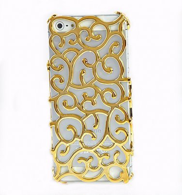 Hollowed Floral Routine Plating Hard Case For iphone 5 - yellow