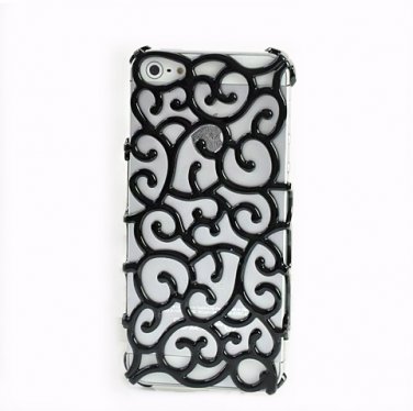 Hollowed Floral Routine Plating Hard Case For iphone 5 - black