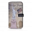Vintage Statue of Liberty Pattern with Stand and Card Slot for Samsung Galaxy S4 I9500