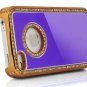 Rhinestone Inlaid Brushed Hard Case For iPhone 4S - Purple