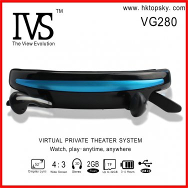 52inch virtual screen mp4 video glasses, 4G memory, tf card up to 32G, free DHL shipping