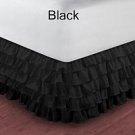 1000TC Egyptian Cotton Black Twin XL Ruffle Bed Skirt / Valance