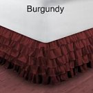 1000TC Egyptian Cotton Burgundy Twin XL Ruffle Bed Skirt / Valance