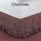 1000TC Egyptian Cotton Chocolate Twin XL Ruffle Bed Skirt / Valance