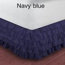 1000TC Egyptian Cotton Navy Blue Queen Ruffle Bed Skirt / Valance