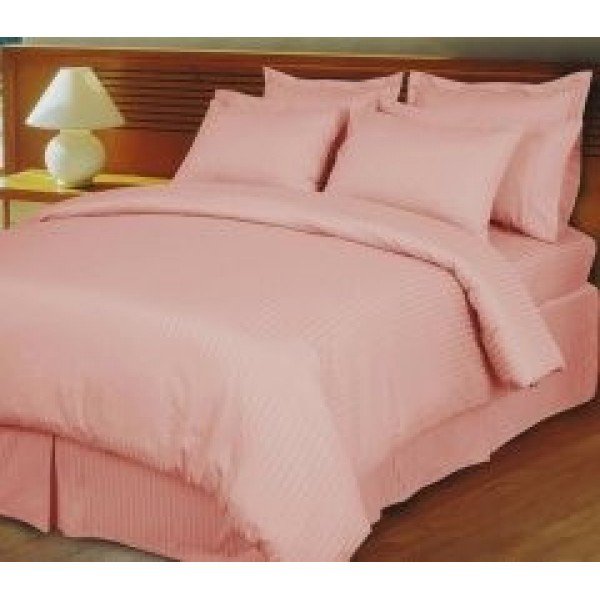 1000TC Egyptian Cotton Pink Stripe Full Fitted Sheet And Duvet Cover