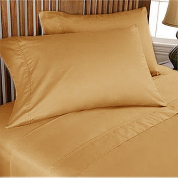 1000TC Egyptian Cotton Gold California King Fitted Sheet And Duvet